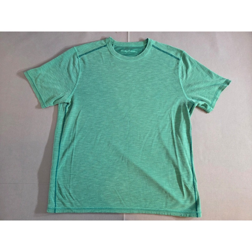 Tommy Bahama Shirt Mens Medium Green Textured Relaxed Fit Stretch Beach Outdoor